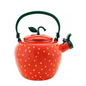 Ceramic Stainless Steel Strawberry Whistling Tea Kettle Teapot