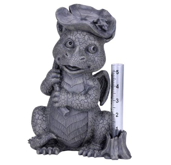 Giftware Baby Garden Dragon Rain Gauge Garden Display Decorative Accent Sculpture Stone Finish Home decoration