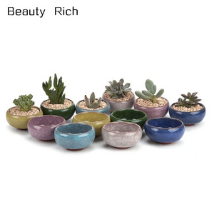 Ceramic Succulent Planter Ice Crack Glaze Porcelain Handicraft Plant Container Gift for Mom Sister Aunt Best for Home Office