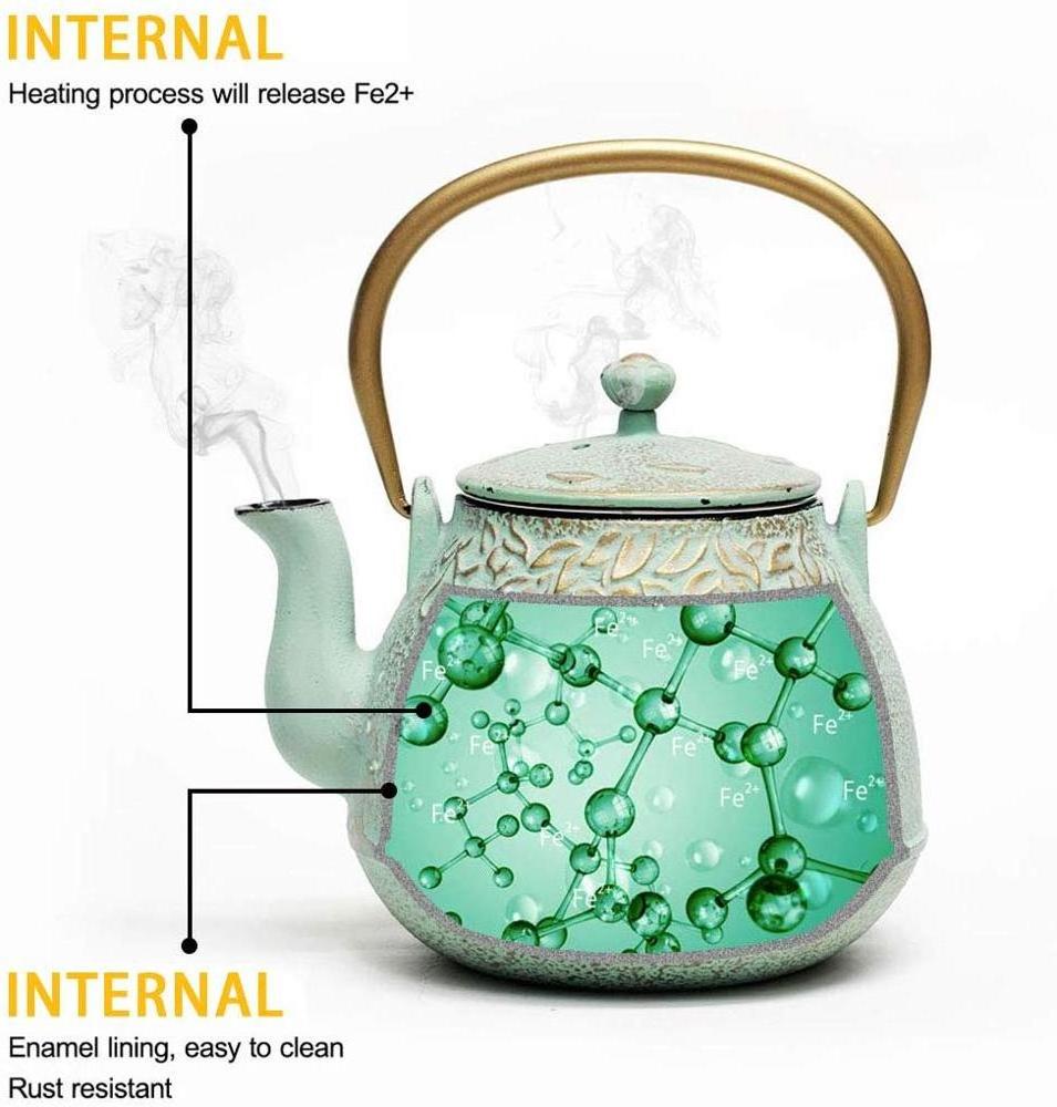 antique  Japanese Cast Iron Teapot with Stainless Steel Infuser, Cast Iron Tea Kettle Stovetop Safe,  ceramic Teapot Coated