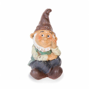 Polyresin/resin garden dwarf  Miniature Fairy Garden Dwarf Gnome Set  Tiny Sleeping Dwarf, Sitting Little Man, Bird on Hat Gnome