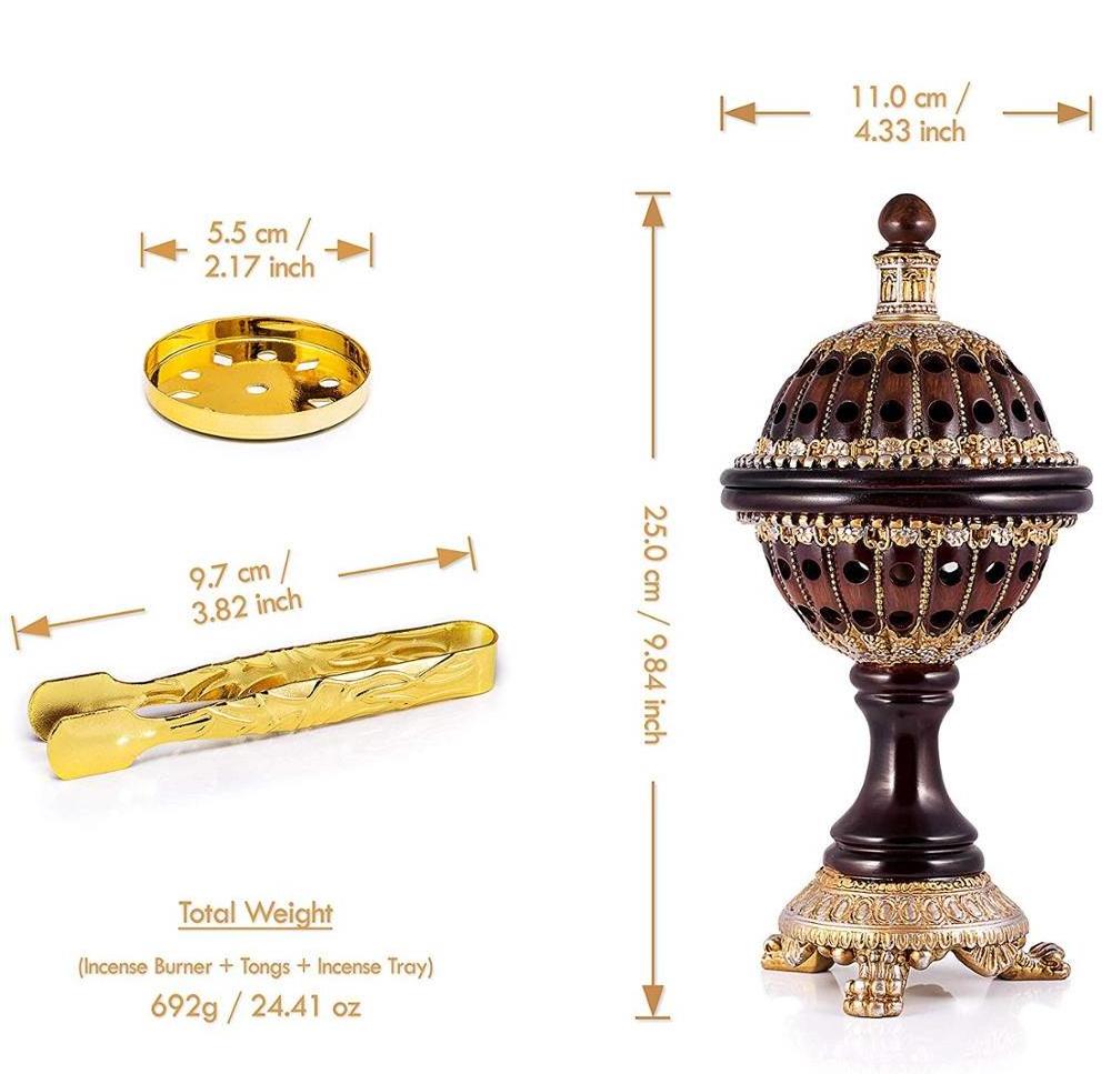 Polyresin/electric resin burner  Incense Burner Frankincense Resin - Luxury Globe Charcoal Bakhoor Burners for Office & Home Dec