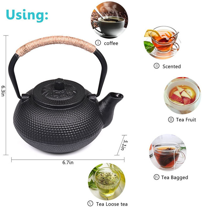 ceramic tea kettle Workshop Japanese Tetsubin Cast Iron Teapot Tea Kettle pot with Stainless Steel Infuser for Stovetop Safe