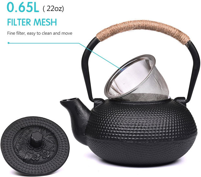 ceramic tea kettle Workshop Japanese Tetsubin Cast Iron Teapot Tea Kettle pot with Stainless Steel Infuser for Stovetop Safe