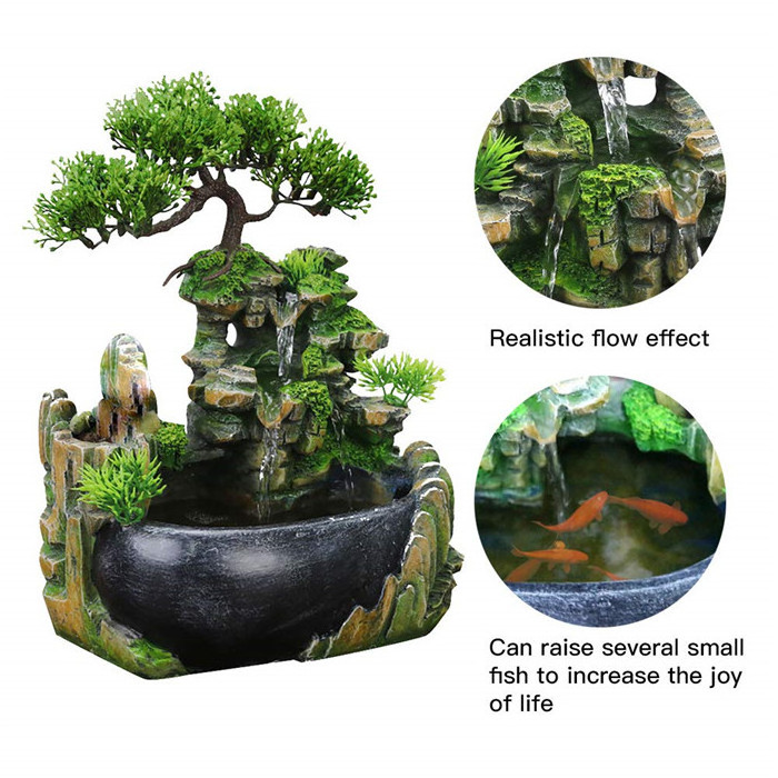 With rich tree rockery resin fountain aquarium water festival mini gift resin pure manual micro rural decoration