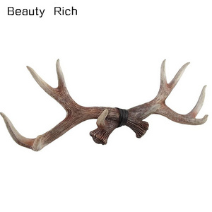 17 inch Lifelike Resin Deer Antler Rack Decorative Hunting Cabin Natural Wall Hook