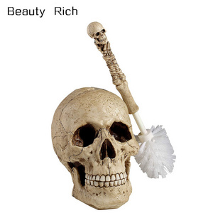 Skullduggery Skeleton Gothic Bathroom Decor Toilet Bowl Brush Set, 16 Inch, Polyresin, Full Color