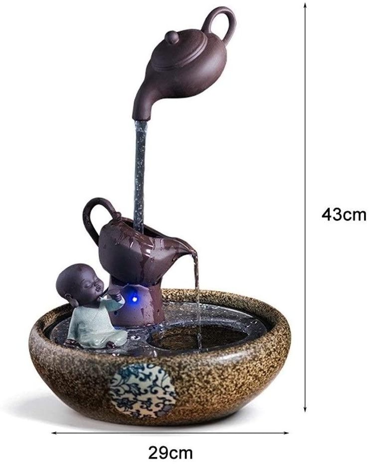 Indoor Fountains Indoor Relaxation Waterfall Fountain Teapot Zen Tabletop Water Fountain Creative Fish Tank Humidifier Feng shui