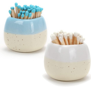 Ceramic Match Holder with Striker - Set of 2 - Matches NOT Included - Matches in a Jar - Gifts for Decorative Modern Home Decor