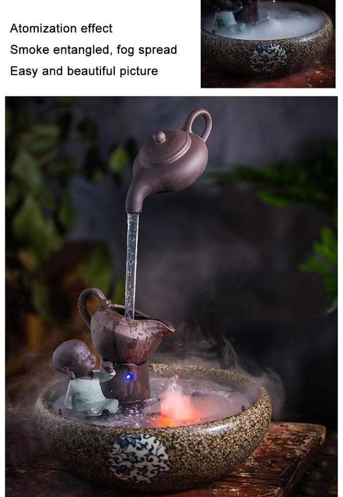 Indoor Fountains Indoor Relaxation Waterfall Fountain Teapot Zen Tabletop Water Fountain Creative Fish Tank Humidifier Feng shui