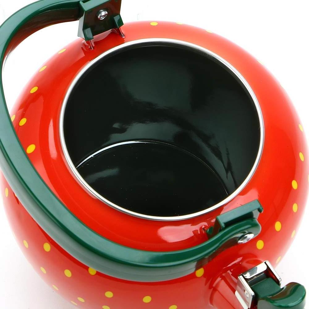 Ceramic Stainless Steel Strawberry Whistling Tea Kettle Teapot