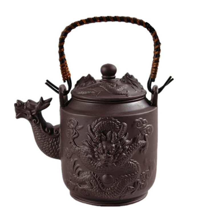 brown ceramic teapot 760ML Chinese Purple Clay Dragon Tea Pot Kettle Zisha Kung Fu Teapot Large Capacity-Brown