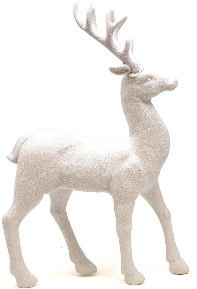 resin deer craft  Holiday Reindeer Figures 12.5 Inches Silver Glitter Table Decorations for Dinner Party Coffee Merry Christmas