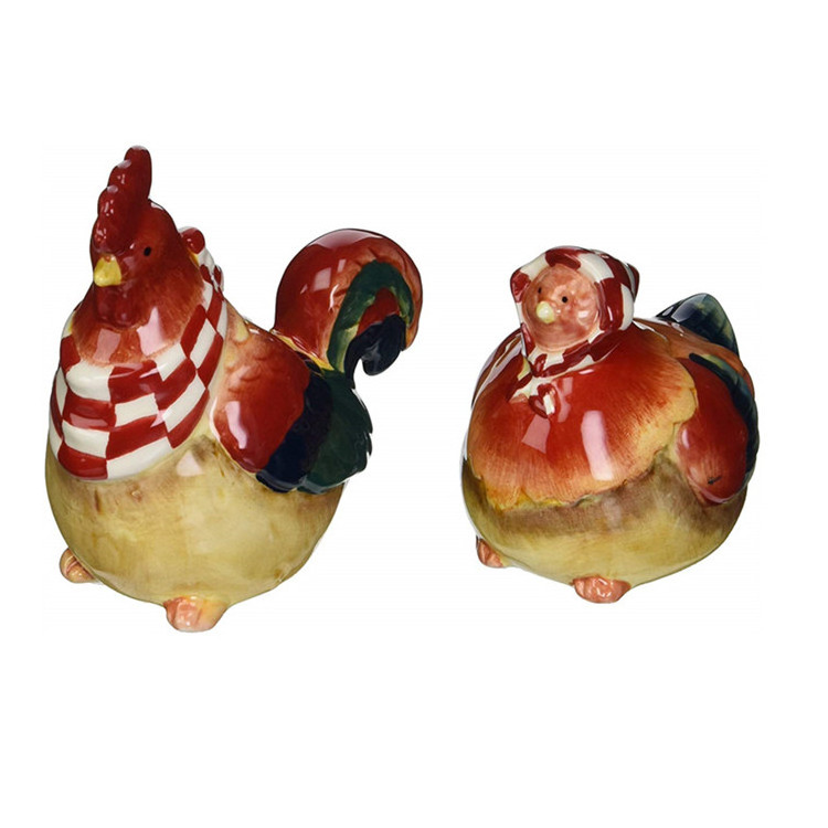 ceramic Barn Yard Chicken Salt and Pepper Set, 2-3/4-Inch, 3-5/8-Inch