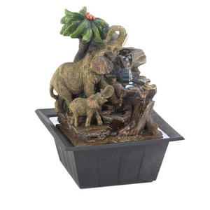 Polyresin/Resin  Water Fountain Elephant Family Tabletop Polyresin LED Fountain Indoor Outdoor Home Decor