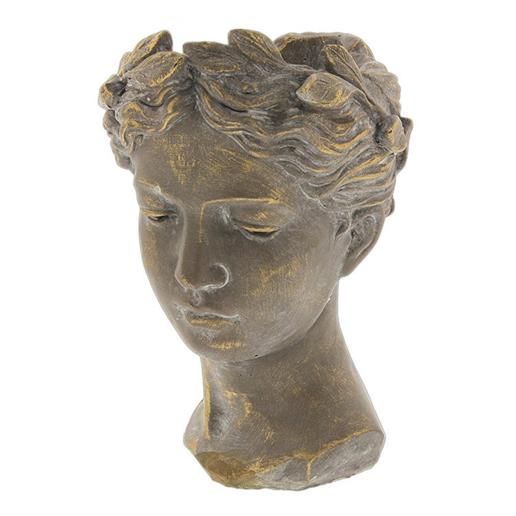 Greek/Roman Style Female Statue Head Cement Planter (10.5