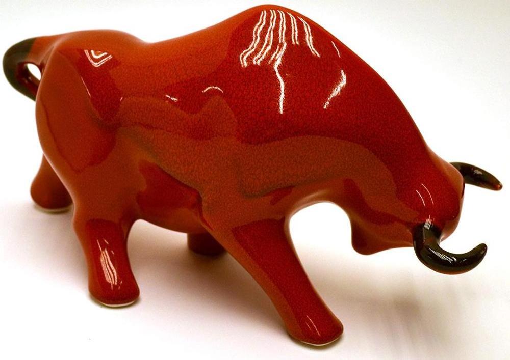 ceramic bulls  Ceramic Sculpture Bull Handmade and Handpainted. Decorative Figure.