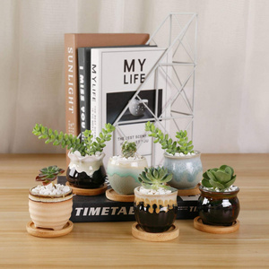 Ceramic Succulent Planter Sagging Glazed Porcelain Handicraft as Gift for Mom Sister Aunt Best for Home Office Restaurant Table