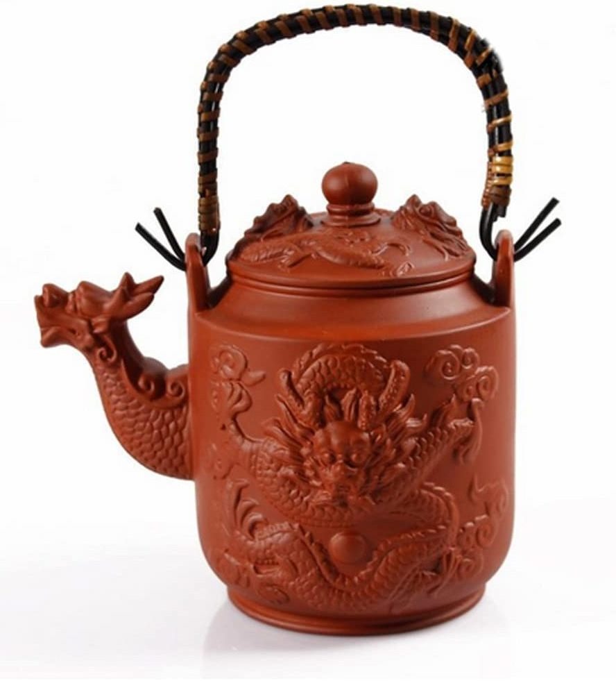 760ML brown ceramic Chinese Purple Clay Dragon TeaPot Kettle Zisha Kung Fu Teapot Large Capacity-Red