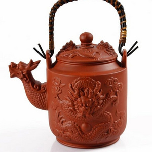 760ML brown ceramic Chinese Purple Clay Dragon TeaPot Kettle Zisha Kung Fu Teapot Large Capacity-Red