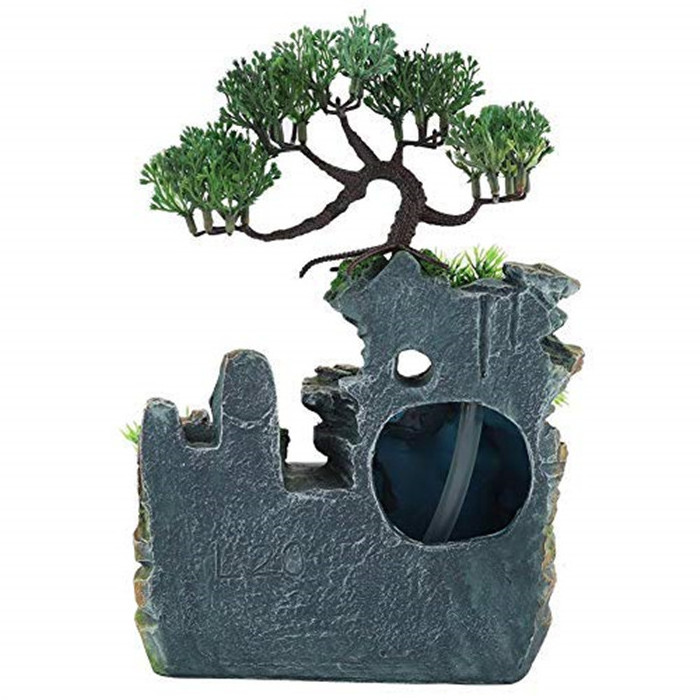 With rich tree rockery resin fountain aquarium water festival mini gift resin pure manual micro rural decoration