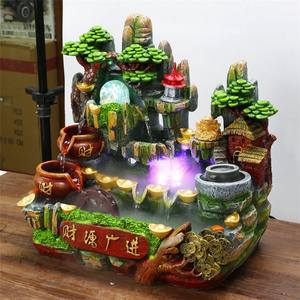 Resin Water Fountain Rockery fountain, feng shui water wheel humidifier indoor home sitting room adornment handicraft furnishing