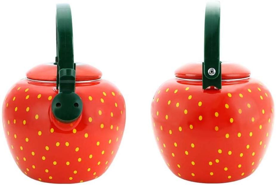 Ceramic Stainless Steel Strawberry Whistling Tea Kettle Teapot