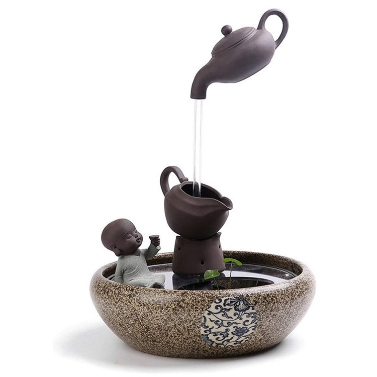 Indoor Fountains Indoor Relaxation Waterfall Fountain Teapot Zen Tabletop Water Fountain Creative Fish Tank Humidifier Feng shui