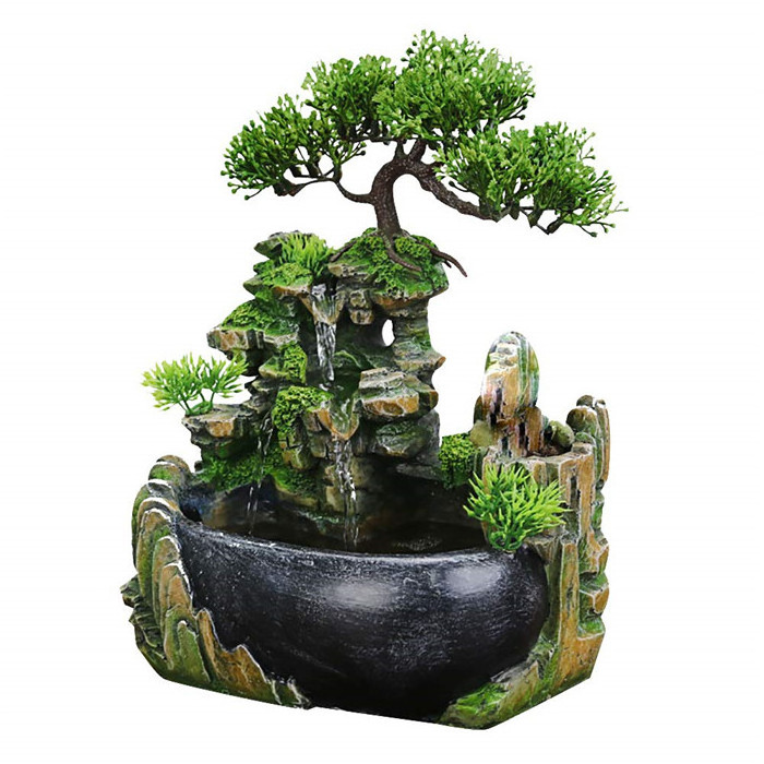 With rich tree rockery resin fountain aquarium water festival mini gift resin pure manual micro rural decoration