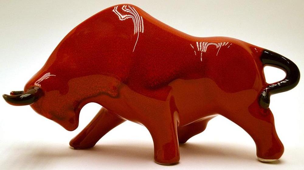 ceramic bulls  Ceramic Sculpture Bull Handmade and Handpainted. Decorative Figure.