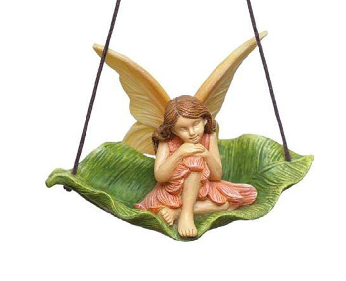 Fairy Garden Fairy  NEW  swing accessories fairy sitting on a leaf tree swing