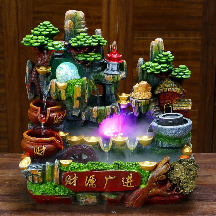 Resin Water Fountain Rockery fountain, feng shui water wheel humidifier indoor home sitting room adornment handicraft furnishing