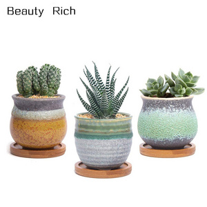 Ceramic Succulent Planter Sagging Glazed Porcelain Summer Serial Handicraft as Gift for Mom Sister Best for Home Office Table