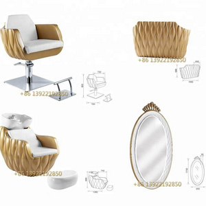 Gold fiber salon styling chair shampoo station mirror station reception desk ZY-2018B