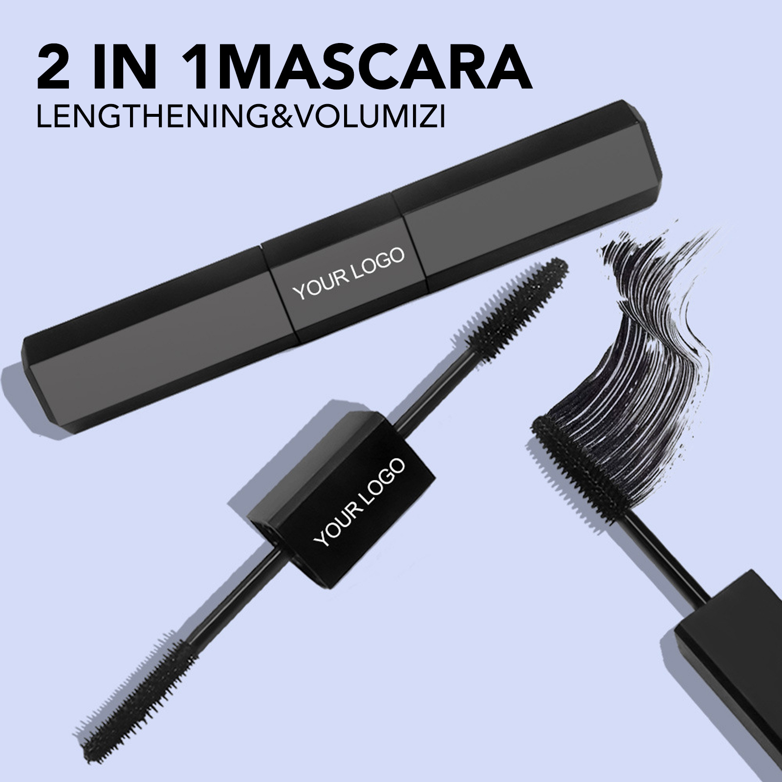 2 In1 Custom Logo Mascara Personalizada Double Sided Mascara Mascara High Volume