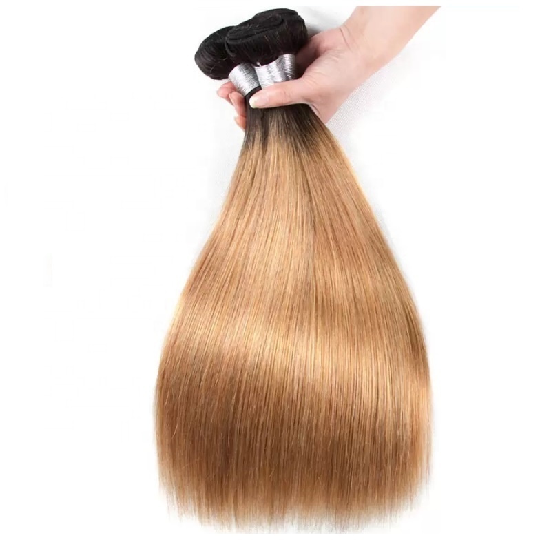 blonde ombre human hair bundles straight 1b/27 colored brazilian virgin hair weave