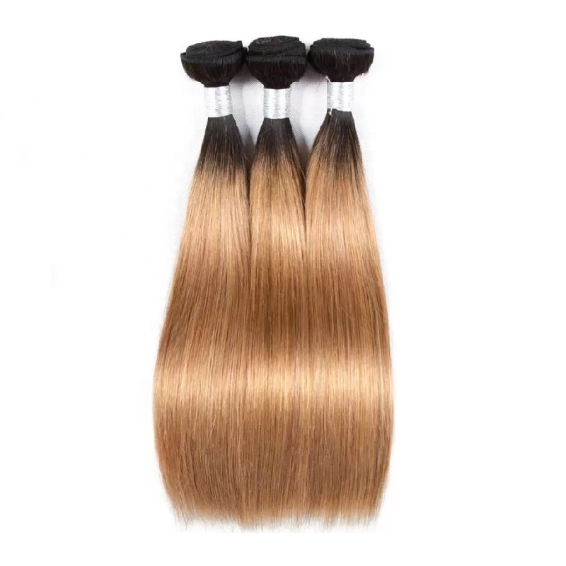 blonde ombre human hair bundles straight 1b/27 colored brazilian virgin hair weave