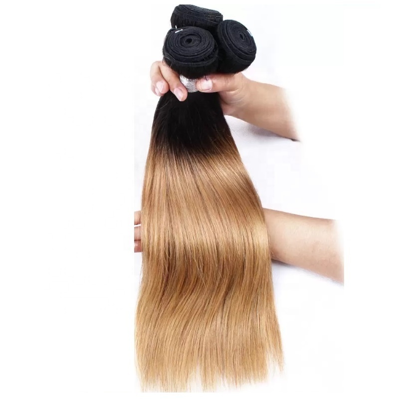 blonde ombre human hair bundles straight 1b/27 colored brazilian virgin hair weave