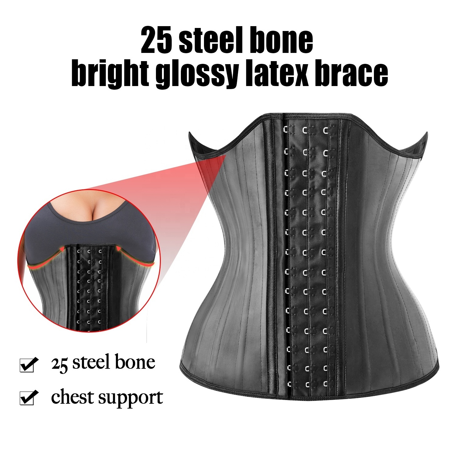 Wholesale Belly Slimming Sheath Colombian Fajas 25 Steel Bone Latex Waist Trainer Corset With Chest holder