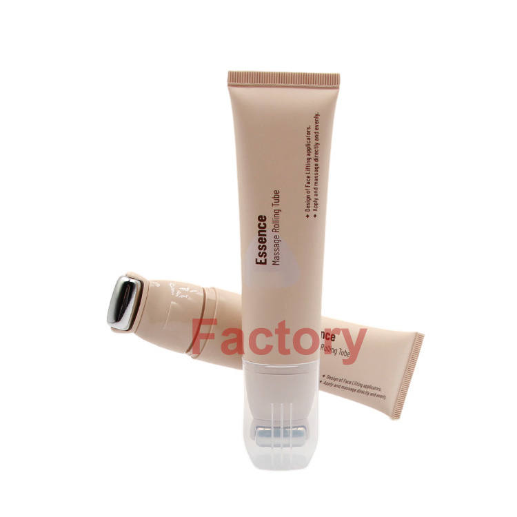 Best 80ml Empty Soft Plastic Tube Packaging with Metal Massage Roller applicator for neck wash Cosmetic Body Face Lotion Gel