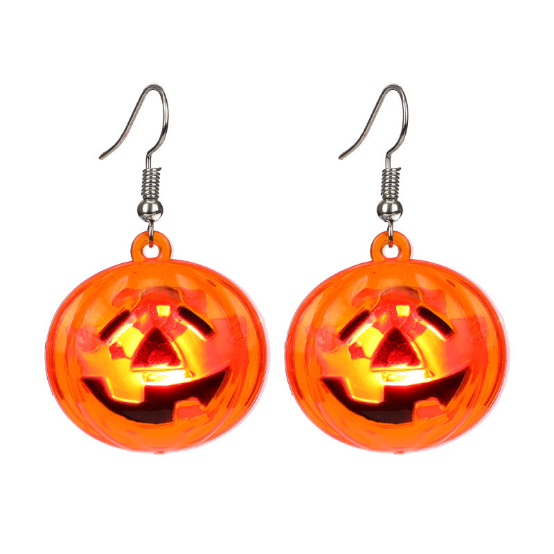 Halloween  Earrings LED Lights Ghost Festival Pumpkin Glow Earrings Halloween Party Decoration Party Favors LED skull Earrings