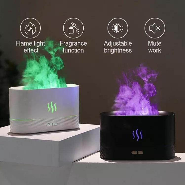 Flame Humidifier 180ml Cool Mist Maker Fire Diffuser Essential Oil  Portable Flame Diffuser For Household