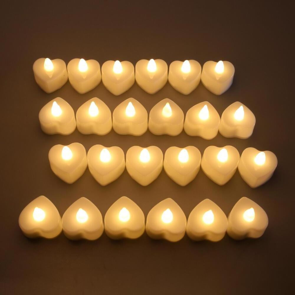 Hot Sales Heart-shape Romantic LED Candles Battery Powered Led Tea Lights Flameless Home Wedding Valentine's Day Decor Lighting