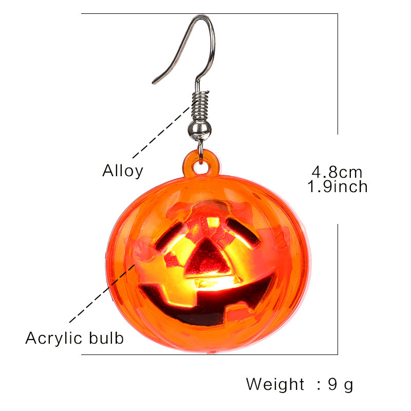 Halloween  Earrings LED Lights Ghost Festival Pumpkin Glow Earrings Halloween Party Decoration Party Favors LED skull Earrings