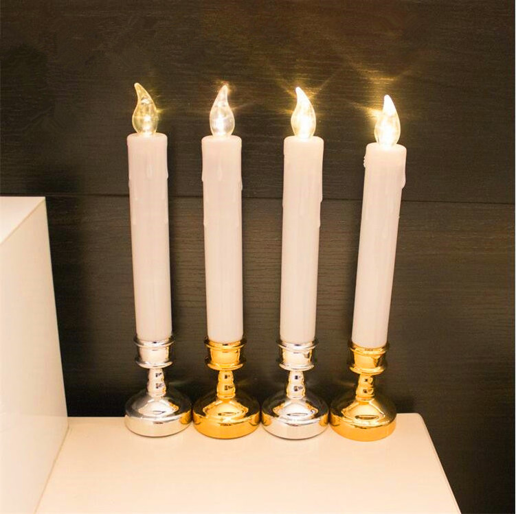 Romantic Electronic Candle Flickering Decorative Flameless Simulation Dinner Safe Led Party Birthday ABS Lighting With Holder