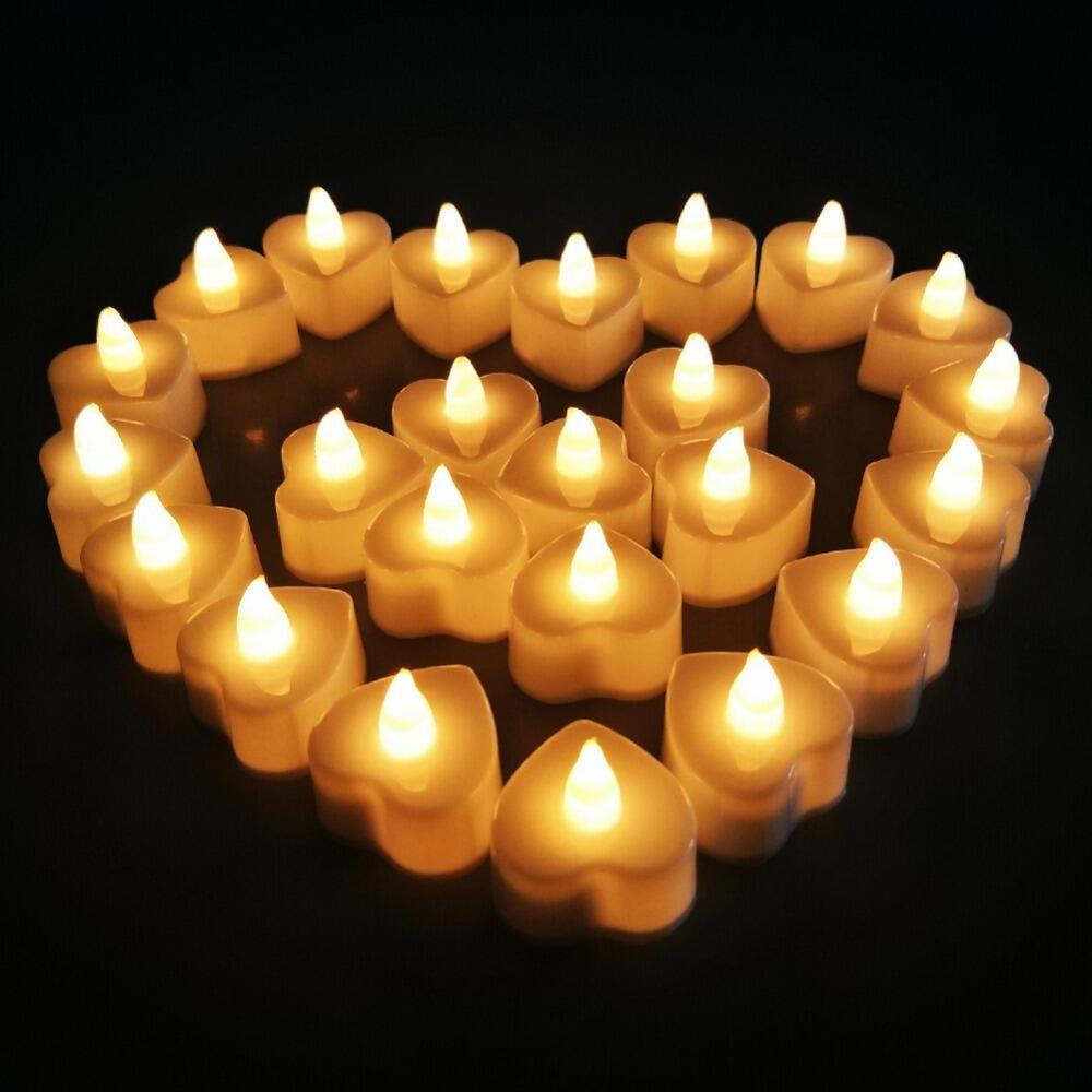 Hot Sales Heart-shape Romantic LED Candles Battery Powered Led Tea Lights Flameless Home Wedding Valentine's Day Decor Lighting