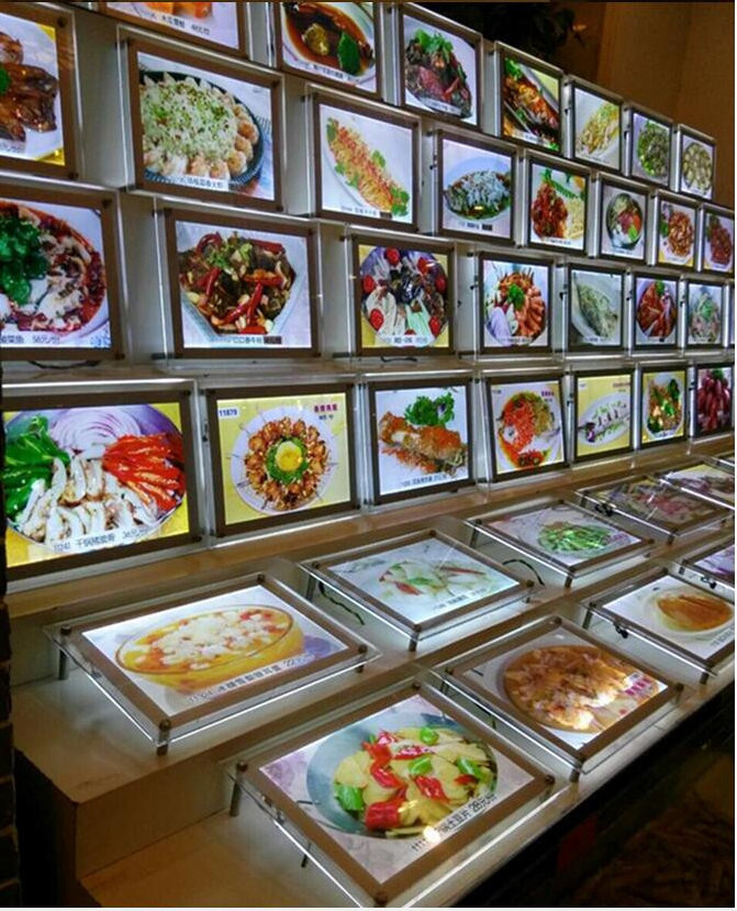 Fast Food Restaurant Advertising Snap Open Aluminum LED Menu board Light Box