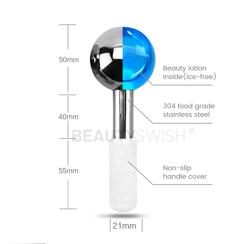 Custom Facial Massage Roller Stainless Steel Ice Globes Cooling Magic Ice Globe Facial Roller