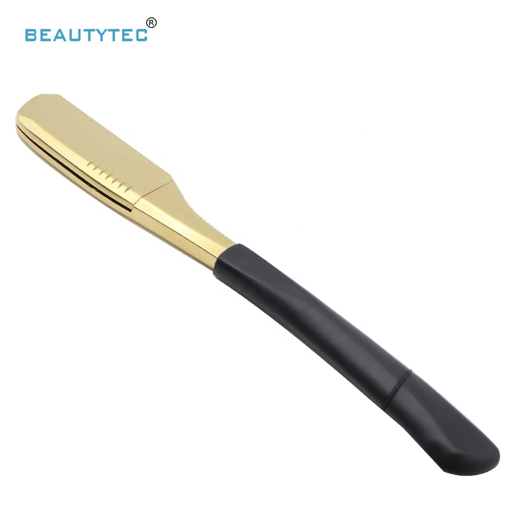 GOLD SILVER JAPANESE STYLE  Non disposable Double Edge Safety Rubber Handle Straight Cut Throat Shaving Razor