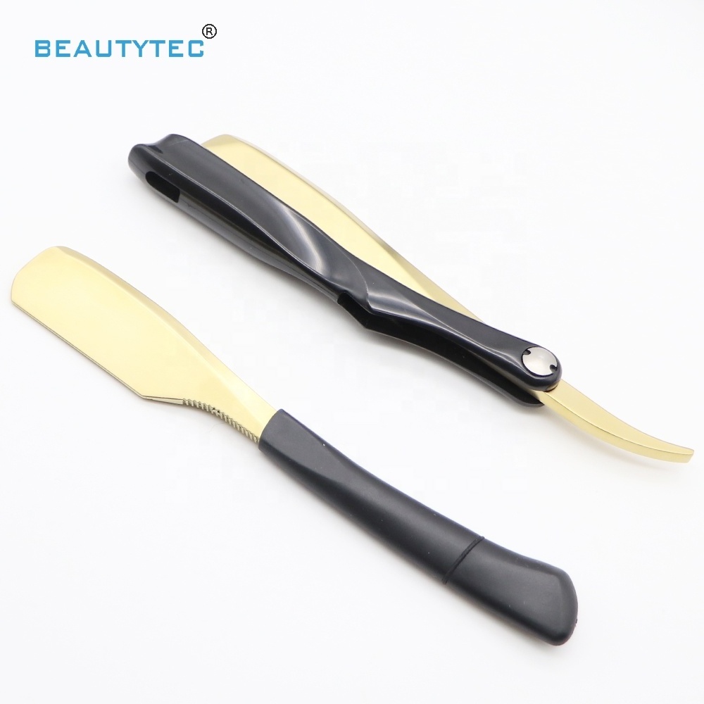 GOLD SILVER JAPANESE STYLE  Non disposable Double Edge Safety Rubber Handle Straight Cut Throat Shaving Razor